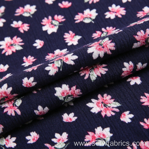 High Quality Print Pink Stretch Crepe Rayon Fabric